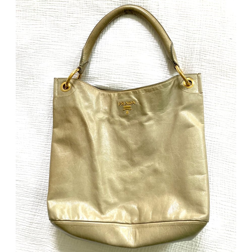 Prada Nube Vitello Shine Leather Top Handle Tote Bag B4829M